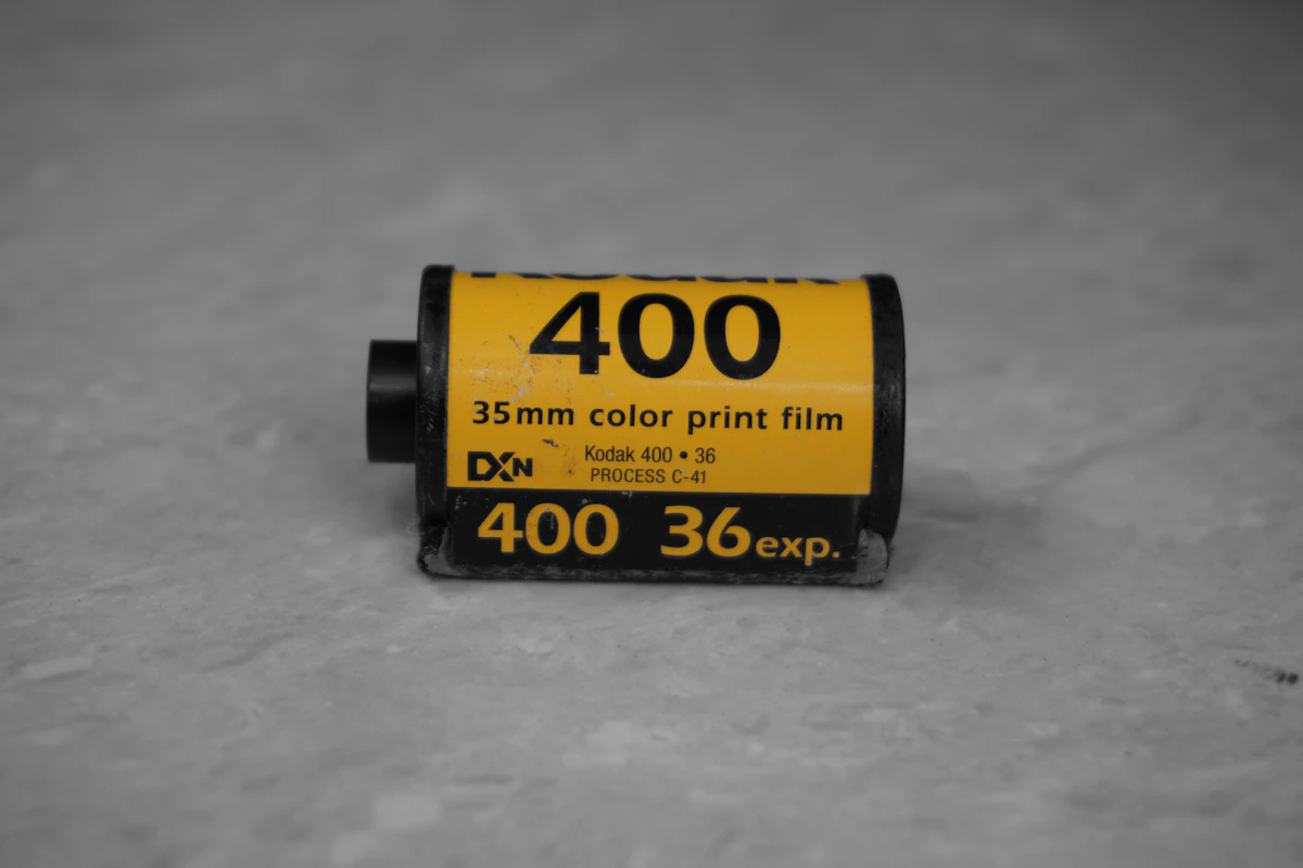 Close-up of a 35mm ISO 400 film roll