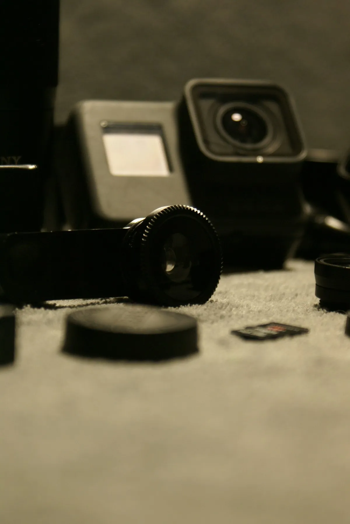 Film negatives hanging to dry in a darkroom
